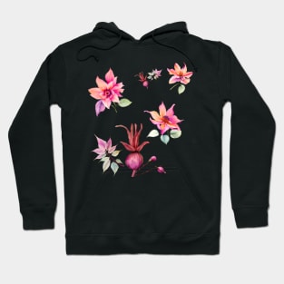 Pink orange flowers in watercolor Hoodie